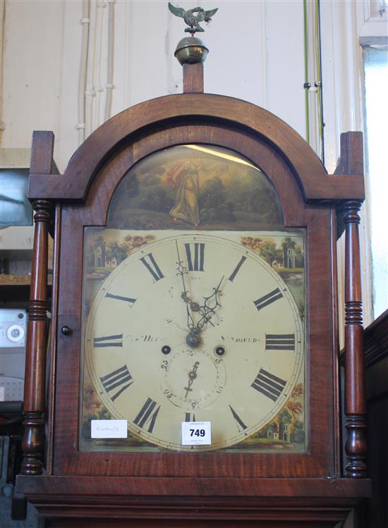 Mahogany longcase 8 days clock with painted dial(-)